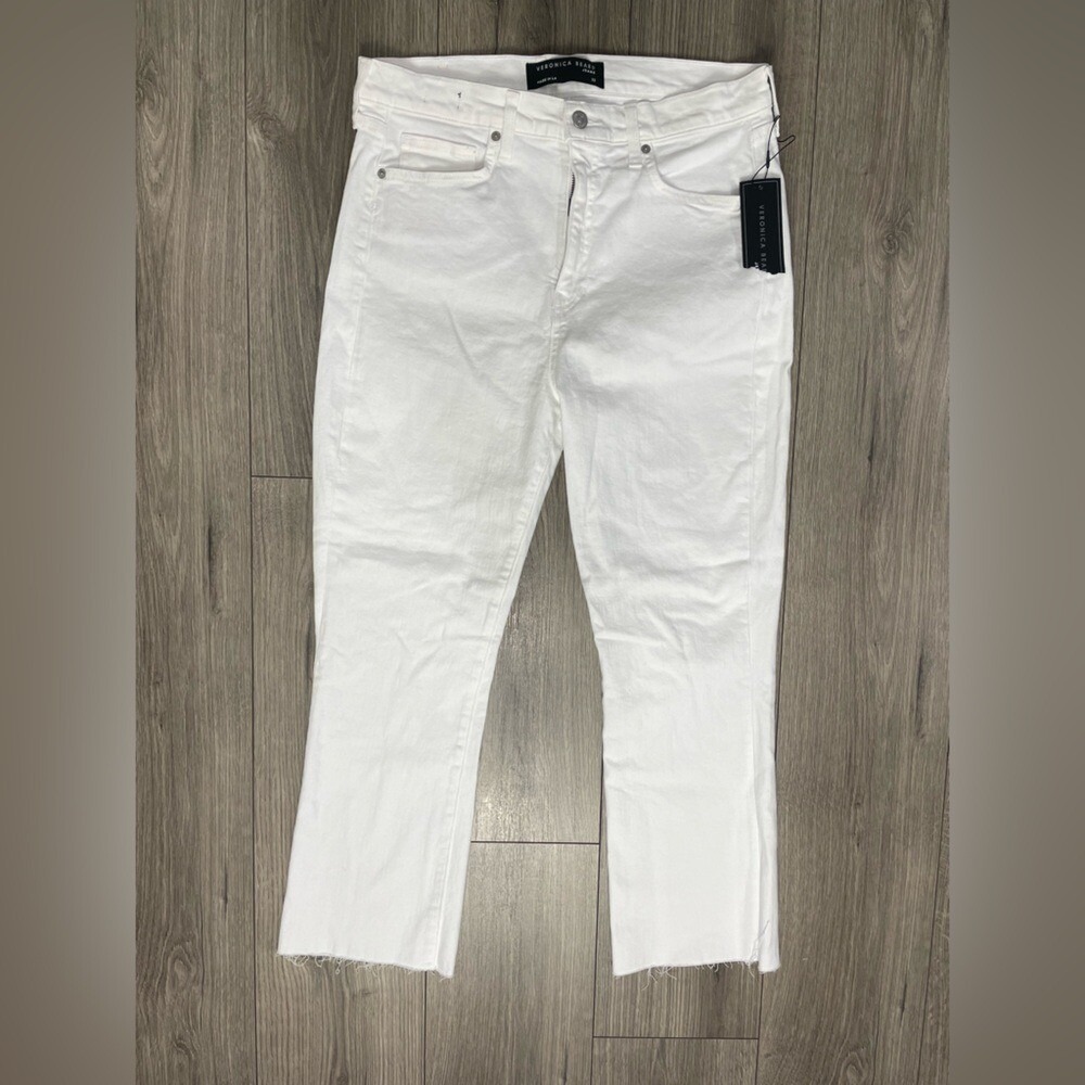 NWT Veronica Beard Carly High Rise Kick Flare White Jeans Size 32